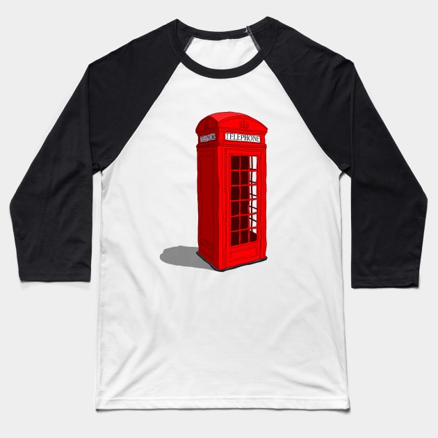 Telephone Box Baseball T-Shirt by steveashillustration1971